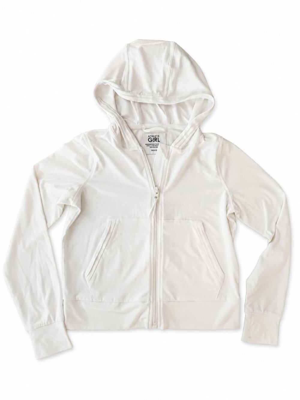 Athleta Girl White Full-Zip Hoodie M 8–10
